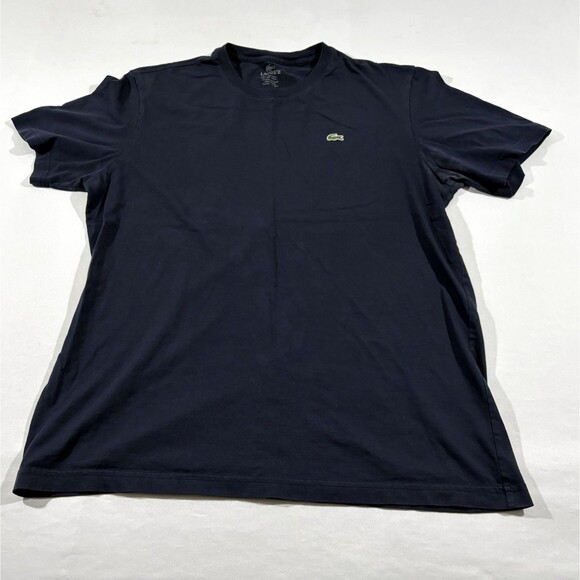 Lacoste Blue Mens Short Sleeve Cotton Crew Classic Tee T-shirt Sz 7 XXL STAINS - Picture 1 of 10
